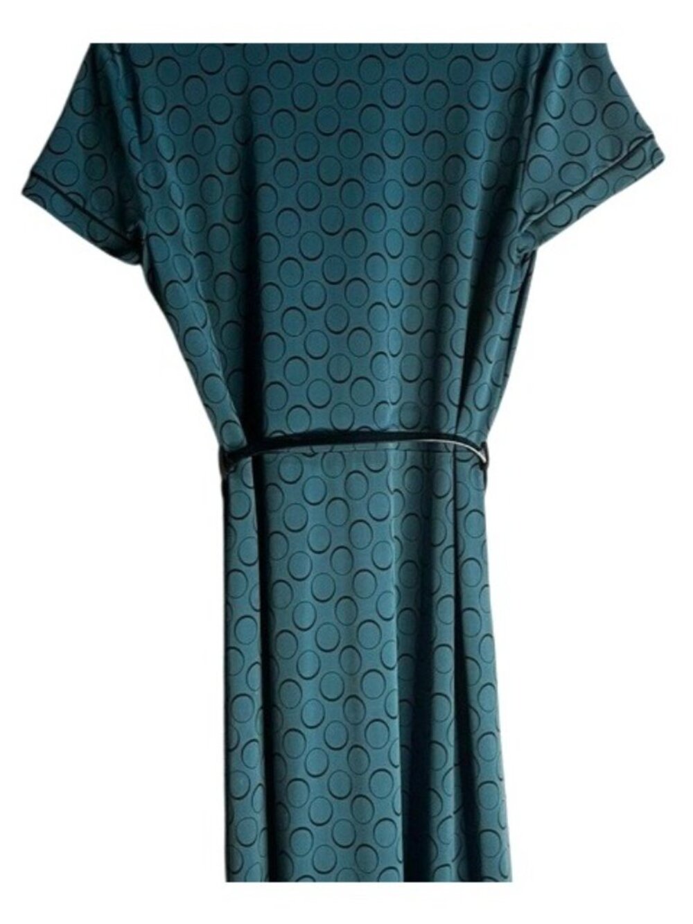APT 9 Vintage Teal Shirt Polka Dot Midi Shirt Belt Waist Dress Button Front PM - Picture 11 of 16